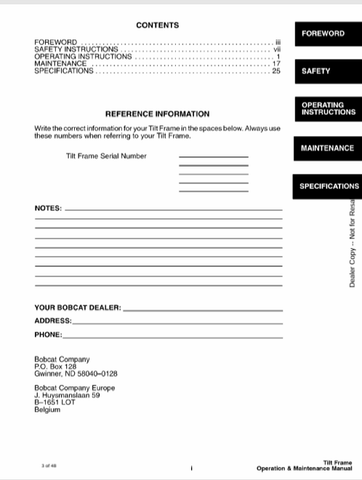 BOBCAT 48, 60 (690165ENUS) OPERATION & MAINTENANCE MANUAL PDF DOWNLOAD