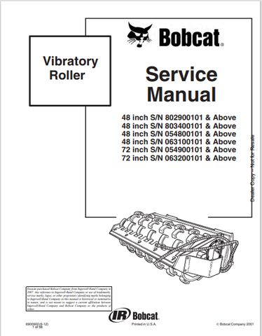 Discover the comprehensive service manual for the BOBCAT 48 and 72-inch vibratory roller (6900900). Download the PDF for expert maintenance and operation guidance.