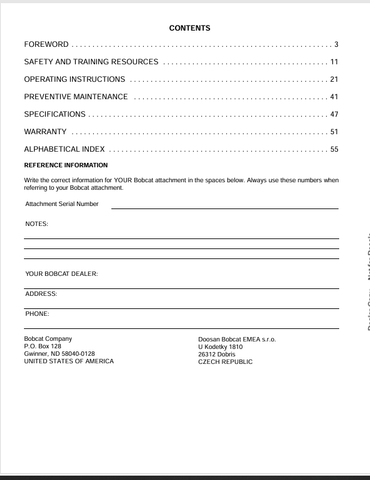 BOBCAT (4900023ENGB) OPERATION & MAINTENANCE MANUAL PDF FILE