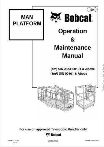 Discover the comprehensive operation and maintenance manual for the BOBCAT 4M, 1M² man platform. Download the PDF file for essential guidelines and safety tips.