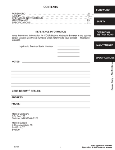 BOBCAT 5060 (6900775) OPERATION AND MAINTENANCE MANUAL PDF FILE