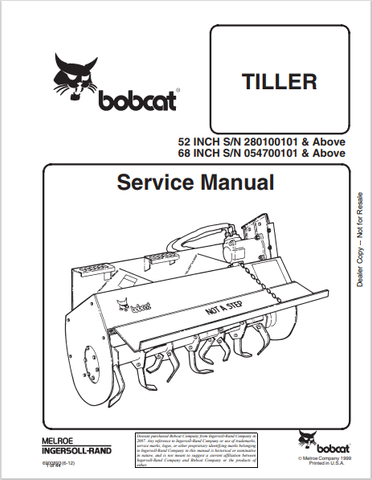 Access the comprehensive service manual for BOBCAT 52 and 68-inch tillers (6900893) in PDF format. Ensure optimal performance and maintenance with expert guidance.