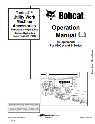 Discover the comprehensive operation manual for BOBCAT 5600 A and B Series Toolcat utility work machine accessories. Download the PDF for essential insights.