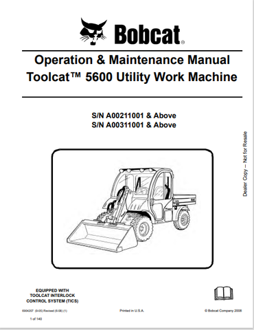 Discover the comprehensive operation and maintenance manual for the BOBCAT 5600 Toolcat utility work machine. Download the PDF for essential guidance.
