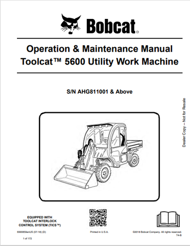 Discover the comprehensive operation and maintenance manual for the BOBCAT 5600 Toolcat utility work machine. Download the PDF for essential insights.