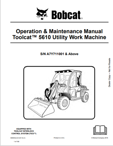 Discover the comprehensive operation and maintenance manual for the BOBCAT 5610 Toolcat utility work machine. Download the PDF for essential guidance.
