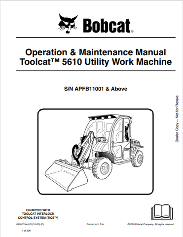 Discover the comprehensive operation and maintenance manual for the BOBCAT 5610 Toolcat utility work machine. Download the PDF for essential insights.
