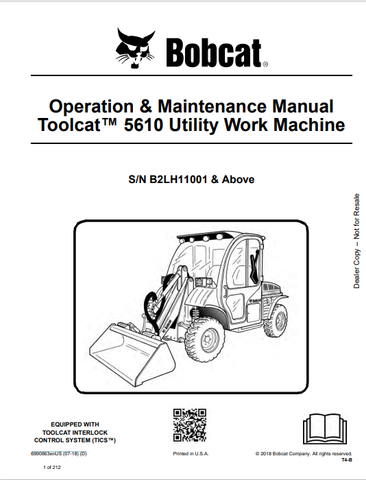 Discover the comprehensive operation and maintenance manual for the BOBCAT 5610 Toolcat utility work machine. Download the PDF for essential insights.