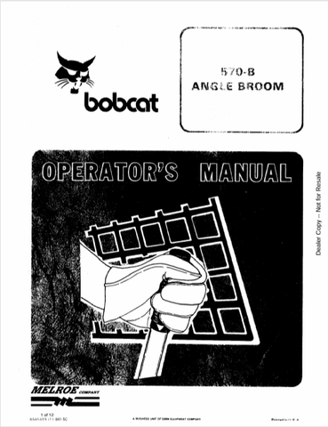 Discover the comprehensive operator's manual for the BOBCAT 570-8 Angle Broom. Download the PDF file for essential guidelines and maintenance tips.