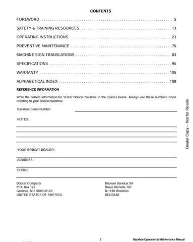 BOBCAT 607, 709 (6900405) OPERATION AND MAINTENANCE MANUAL PDF FILE