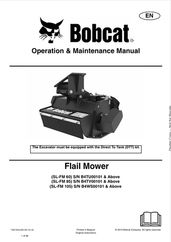  Discover the comprehensive operation and maintenance manual for BOBCAT 60, 85, and 105 flail mowers. Download the PDF file for essential guidance.
