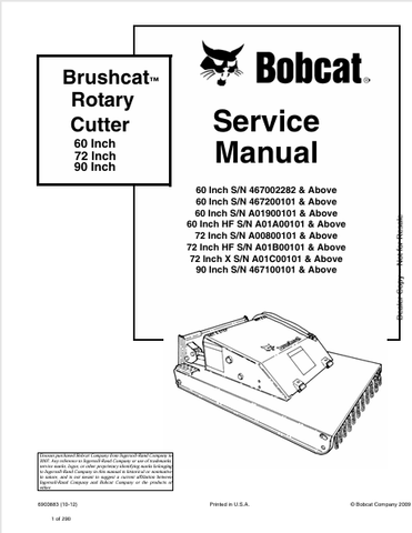 Discover the comprehensive service manual for BOBCAT Brushcat Rotary Cutters (60", 72", 90"). Download the PDF file for expert maintenance and operation guidance.