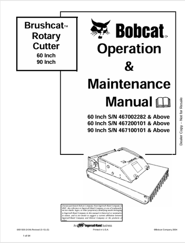 Discover the comprehensive operation and maintenance manual for the BOBCAT 60 and 90 Inch Brushcat Rotary Cutter. Download the PDF for essential guidance.