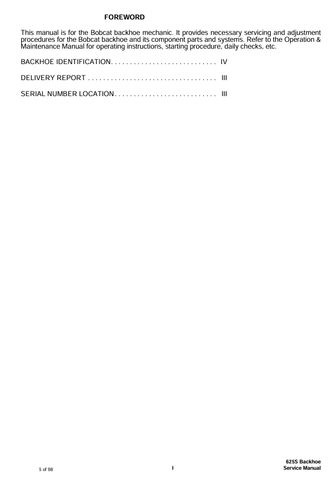 BOBCAT 625S BACKHOE (6986908-EN) SERVICE MANUAL PDF DOWNLOAD