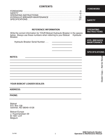 BOBCAT 6560 (6900437) OPERATION AND MAINTENANCE MANUAL PDF FILE