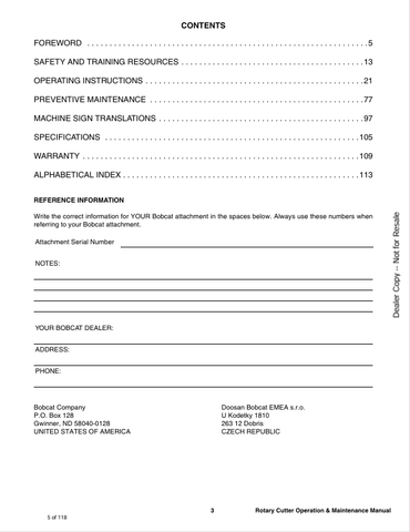 BOBCAT 66 (6990844ENUS) OPERATION AND MAINTENANCE MANUAL PDF FILE