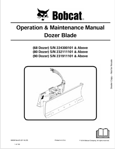 Discover the comprehensive operation and maintenance manual for BOBCAT 68, 80, and 90 dozers. Download the PDF file for essential guidelines and tips.
