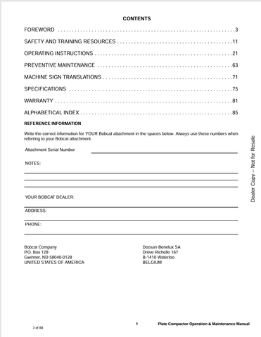 BOBCAT (6900777) OPERATION & MAINTENANCE MANUAL PDF FILE