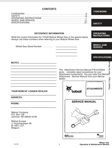 BOBCAT (6901047ENGB) OPERATION AND MAINTENANCE MANUAL PDF FILE