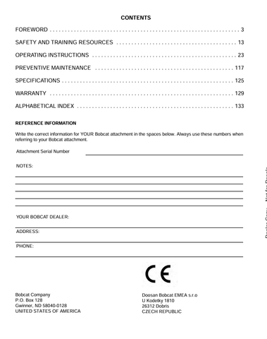 BOBCAT (6901180) OPERATION AND MAINTENANCE MANUAL PDF FILE