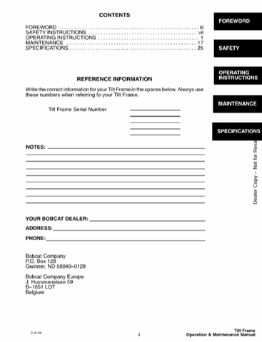 BOBCAT (6901658ENUS) OPERATION AND MAINTENANCE MANUAL PDF FILE