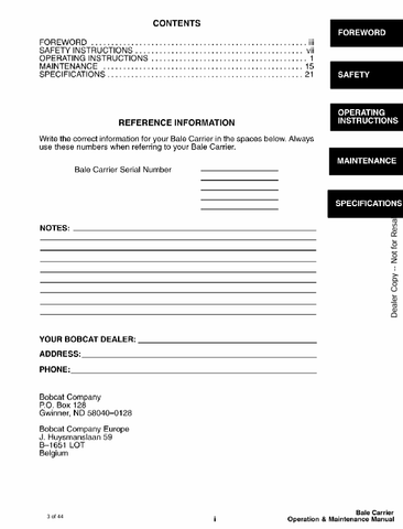 BOBCAT (6901660) OPERATION AND MAINTENANCE MANUAL PDF FILE