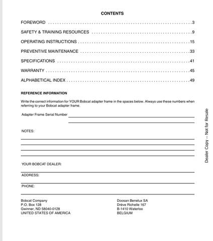 BOBCAT (6902350) OPERATION AND MAINTENANCE MANUAL PDF FILE