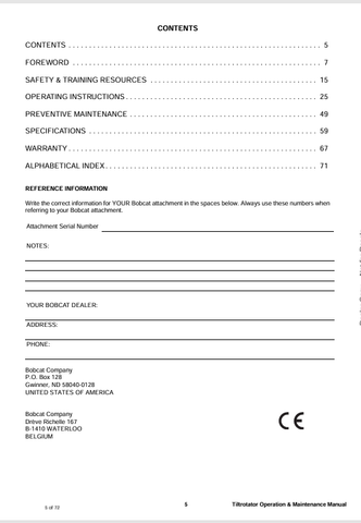 BOBCAT (6987443-EN) OPERATION & MAINTENANCE MANUAL PDF DOWNLOAD