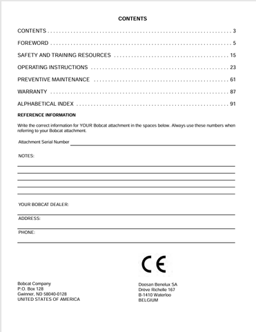 BOBCAT (6989443) OPERATION AND MAINTENANCE MANUAL PDF DOWNLOAD