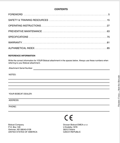 BOBCAT (6989512ENGB) OPERATION & MAINTENANCE MANUAL PDF DOWNLOAD