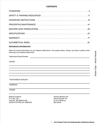 BOBCAT (6990008) OPERATION AND MAINTENANCE MANUAL PDF FILE