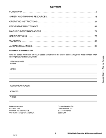 BOBCAT UTILITY (6990065) OPERATION AND MAINTENANCE MANUAL PDF FILE