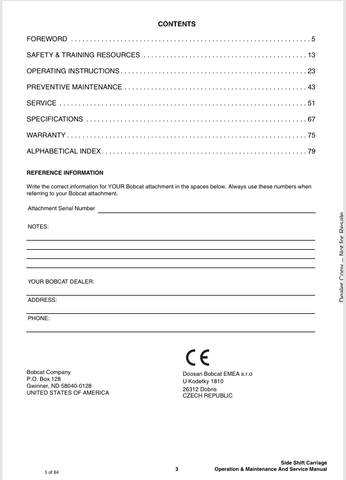 BOBCAT (6990122ENGB) OPERATION AND MAINTENANCE MANUAL PDF FILE