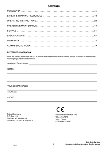 BOBCAT (6990122ENGB) OPERATION & MAINTENANCE MANUAL PDF DOWNLOAD