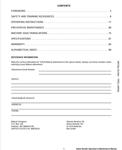 BOBCAT (6990430ENUS) OPERATION AND MAINTENANCE MANUAL PDF FILE