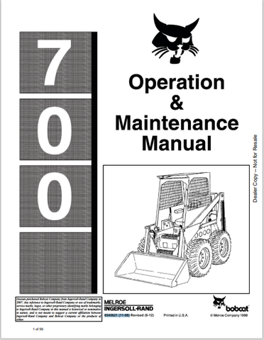 Access the comprehensive BOBCAT 700 Operation & Maintenance Manual (6545621) in PDF format. Ensure optimal performance and longevity of your equipment today.