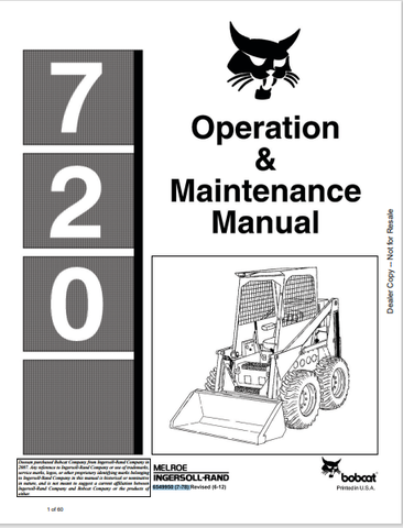  Access the comprehensive BOBCAT 720 Operation & Maintenance Manual (6549950) in PDF format. Ensure optimal performance and longevity of your equipment today.