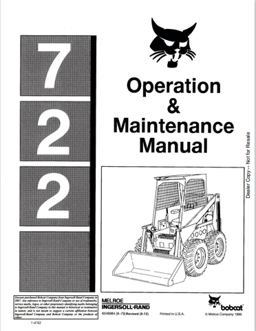 Access the comprehensive BOBCAT 722 Operation & Maintenance Manual (6549984) in PDF format. Ensure optimal performance and longevity of your equipment.