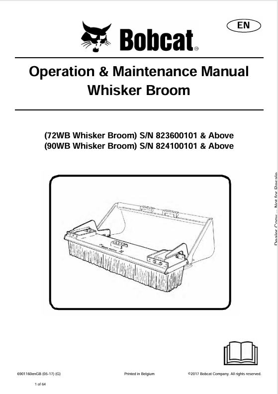  Discover the comprehensive operation and maintenance manual for BOBCAT 72WB and 90WB Whisker Broom. Download the PDF for essential guidelines and tips.