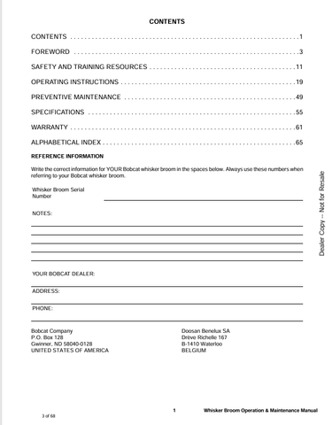 BOBCAT 72WB, 90WB WHISKER BROOM (6901160) OPERATOR MANUAL PDF DOWNLOAD