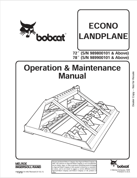  Discover the comprehensive BOBCAT 72, 78 Operation & Maintenance Manual (6900960) in PDF format. Ensure optimal performance and longevity of your equipment.