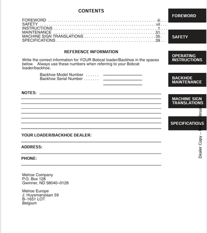 BOBCAT 730S (6720670) OPERATION AND MAINTENANCE MANUAL PDF FILE