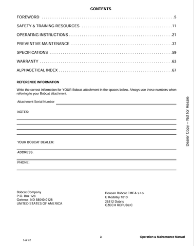 BOBCAT (7328997ENUS) OPERATION & MAINTENANCE MANUAL PDF DOWNLOAD