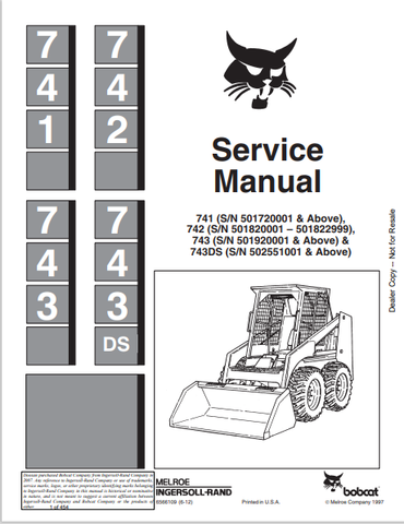 Discover the comprehensive service manual for BOBCAT models 741, 742, 743, and 743DS. Download the PDF file for expert maintenance and repair guidance.