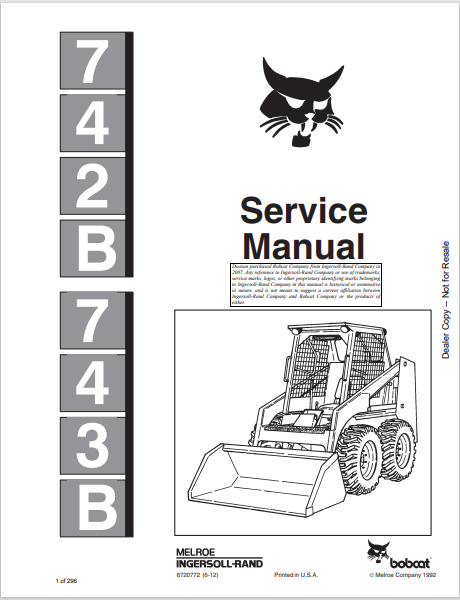 Access the comprehensive service manual for BOBCAT 742B and 743B (6720772) in PDF format. Ensure optimal performance and maintenance for your equipment.