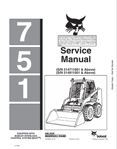 Discover the comprehensive BOBCAT 751 Service Manual (6724925) in PDF format. Access detailed maintenance and repair information for optimal performance.