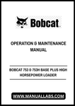 BOBCAT 753 & 753H BASE PLUS HIGH HORSEPOWER LOADER OPERATION & MAINTENANCE MANUAL 6722443 - PDF FILE