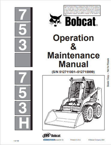 Discover the comprehensive operation and maintenance manual for the BOBCAT 753 and 753H. Download the PDF file for essential insights and guidelines.