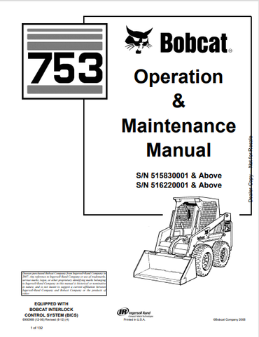 Discover the comprehensive BOBCAT 753 Operation & Maintenance Manual (6900969) in PDF format. Ensure optimal performance and longevity of your equipment.