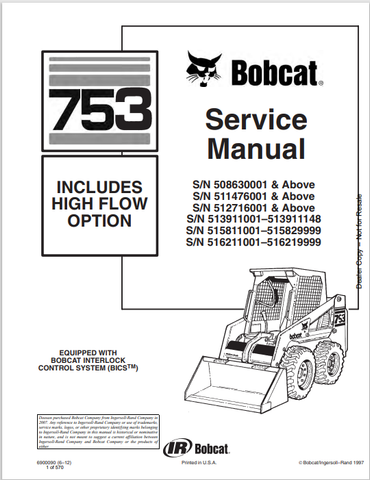 Discover the comprehensive BOBCAT 753 Service Manual (6900090) in PDF format. Access detailed maintenance and repair information for optimal performance.
